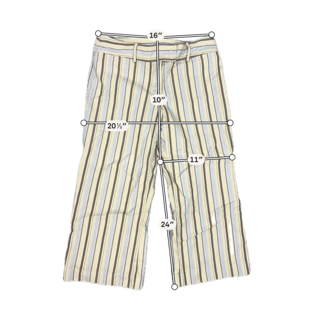 Y2K J.Crew Brown and Light Blue Striped Cropped Pants - SIZE 10 Preppy - Picture 6 of 6